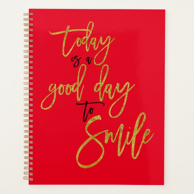 Motivierend Zitate Schwarze Gold Typografie Rot Planer (Vorderseite)
