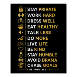 Motivierende Erfolgszitate in schwarzer Gold-Typog Poster