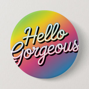 Motivierende Pop-Art: "Hallo Schönheit" Button