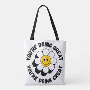 Motivierende Retro-Smiley-Tragetasche - Positive S Tasche