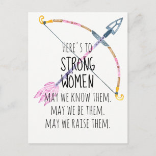 Motivierende Starke Frauen Bogen Pfeil Boho Feder  Postkarte