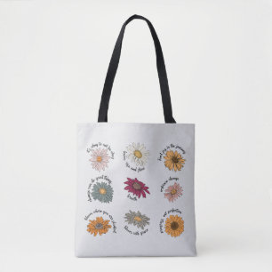 Motivierende Zitate Floral Blume Mehrfarbig Blühen Tasche
