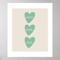 Motivierendes Glauben Hoffnung Liebe Herzen Poster
