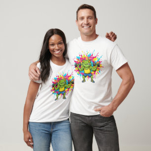 Motivierendes Gym-Frosch-Gewichtheben Farbige Kuns T-Shirt