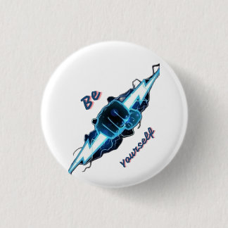 Motivierendes "Sei du selbst" blaues Blitz-Faust-D Button
