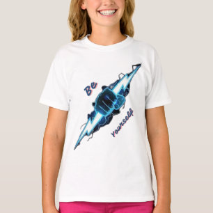 Motivierendes "Sei du selbst" blaues Blitz-Faust-D T-Shirt
