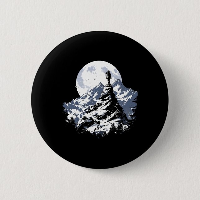 Motivierendes Vollmond-Bergsteigen-Design -  Button (Vorderseite)