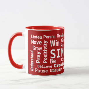 Motivierendes Wortwolke auf Rot Tasse