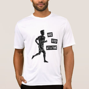 Motivierendes Zitat des laufenden Mannes in Schwar T-Shirt