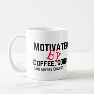 Motiviert durch Kaffee, Cobol und ChatGPT.w Kaffeetasse