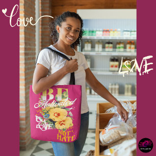 Motiviert sein durch Liebe nicht Hass Tasche