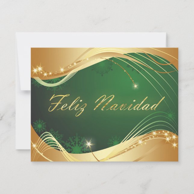 Motivo dorado de Navidad con fondo verde Einladung (Vorderseite)