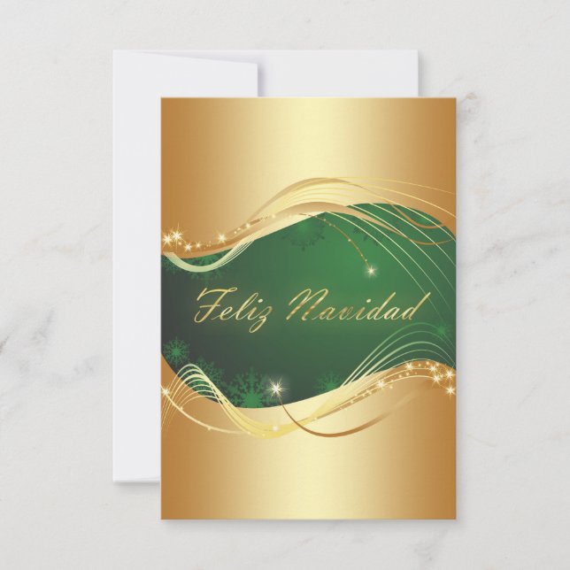 Motivo dorado de Navidad con fondo verde Einladung (Vorderseite)