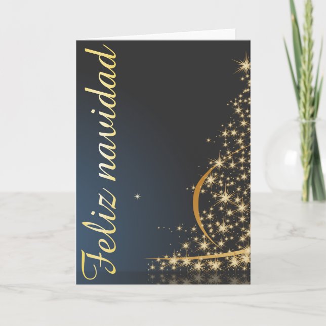 Motivo navideño azul con dorado árbol de navidad. karte (Vorderseite)