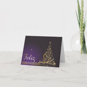 Motivo navideño morado oscuro con dorado árbol de karte