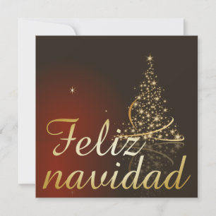 Motivo navideño rojo con dorado árbol de navidad einladung
