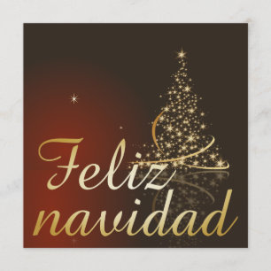 Motivo navideño rojo con dorado árbol de navidad einladung