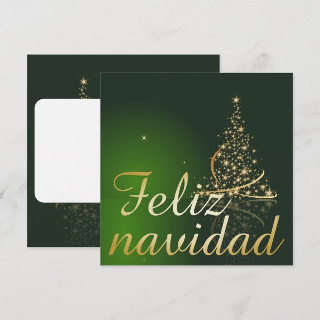 Motivo navideño verde con arbol de navidad einladung (Vorne/Hinten)