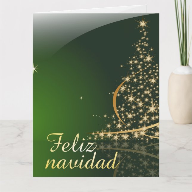 Motivo navideño verde con arbol de navidad. V2,0 Karte (Vorderseite)