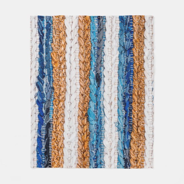 Motley Patchwork rug from denim jeans fabric, top  Fleecedecke (Vorderseite)