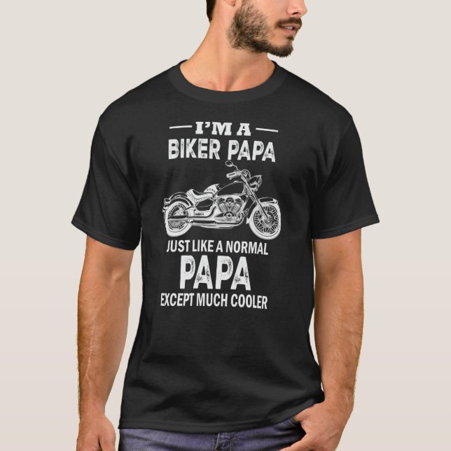 Moto Biker Papa Grandpa Devis T-Shirt (Devant)