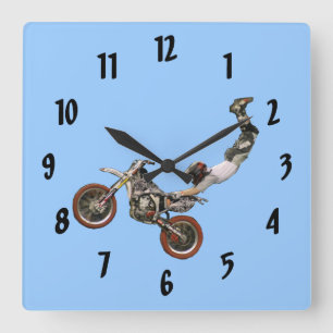 moto cross quadratische wanduhr