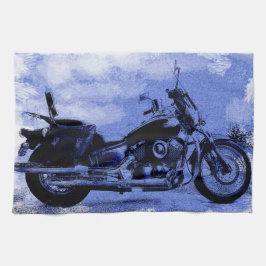 Moto de style vintage en bleu serviette de cuisine