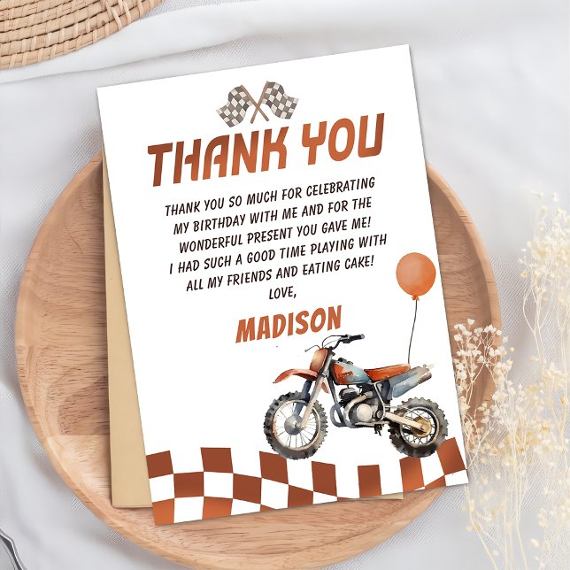 Moto Dirt Vélo Anniversaire Carte de remerciements (Créateur téléchargé)
