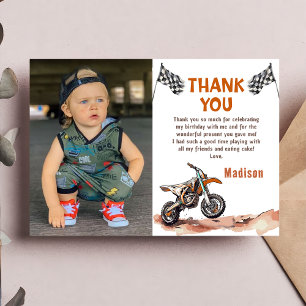 Moto Dirt Vélo Anniversaire Photo Carte de remerci