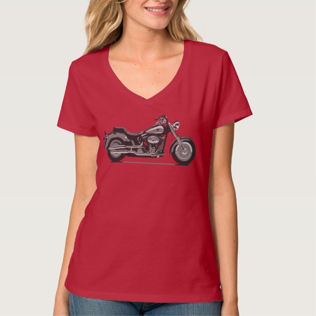 Moto grise de Fatboy - T-shirts de graphique de (Devant)