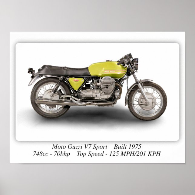 Moto Guzzi V7 Sport Motorrad - A3 Poster (Vorne)