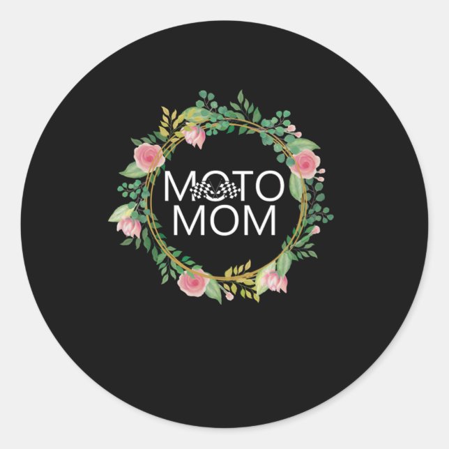 Moto Mama Motocross Mother Motorrad-Geschenk Runder Aufkleber (Vorderseite)