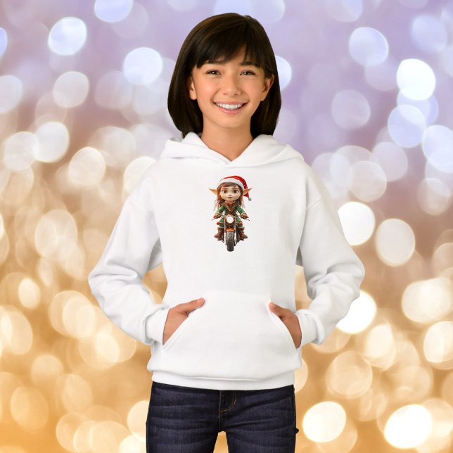 Moto Noël Elf Sweat - shirt à capuche de la fille (Créateur téléchargé)