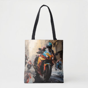 Moto Race Action Sport Malerei Abstrakte Art Deco Tasche