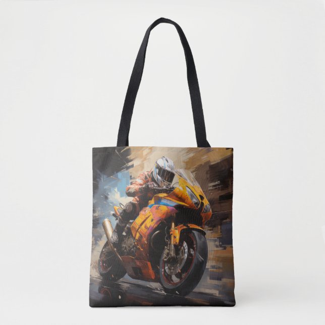 Moto Race Action Sport Malerei Abstrakte Art Deco Tasche (Vorderseite)