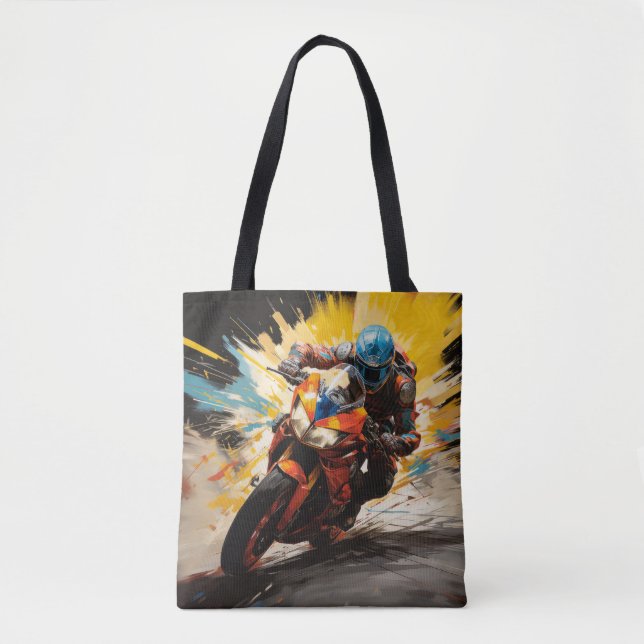 Moto Race Action Sport Malerei Abstrakte Art Deco Tasche (Vorderseite)