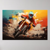 Motocross Action Sport Malerei Abstrakte Art Deco
