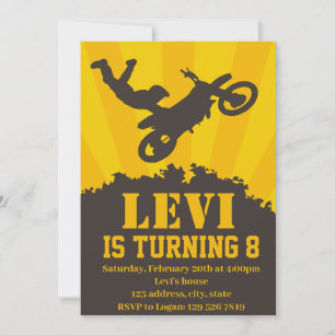 Motocross Anniversaire Fête Invitation
