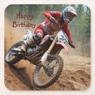 Motocross Birthday Rechteckiger Pappuntersetzer
