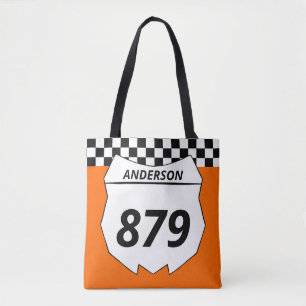 Motocross Custom Dirt Bike Number Plate auf Orange Tasche