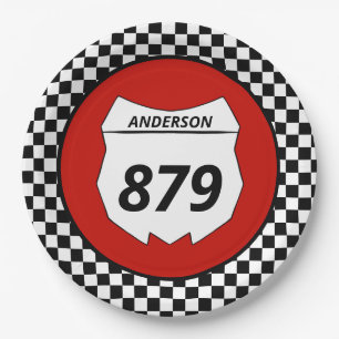 Motocross Custom Dirt Bike Number Plate auf Red Pappteller