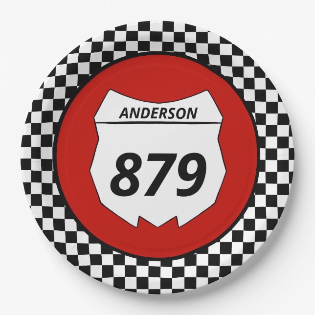 Motocross Custom Dirt Bike Number Plate auf Red Pappteller (Vorderseite)