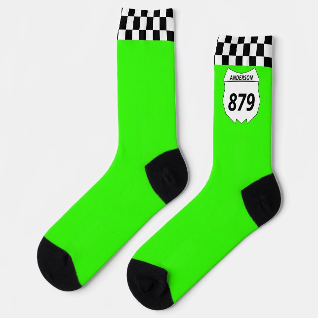 Motocross Custom Dirt Bike Nummernschild auf Green Socken (Linkes Detail)