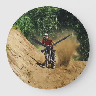 Motocross Dirt-Bike Champion Race Große Wanduhr