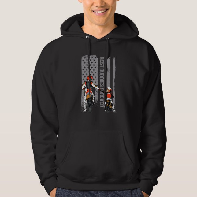 Motocross Dirt Bike Fathers Day Bester Vater Ameri Hoodie (Vorderseite)