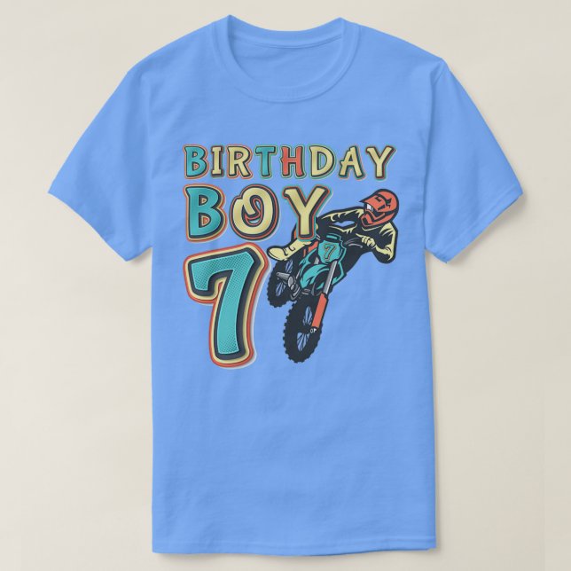 Motocross Dirt Bike Kids 7 Years Old Birthday Part T-Shirt (Design vorne)