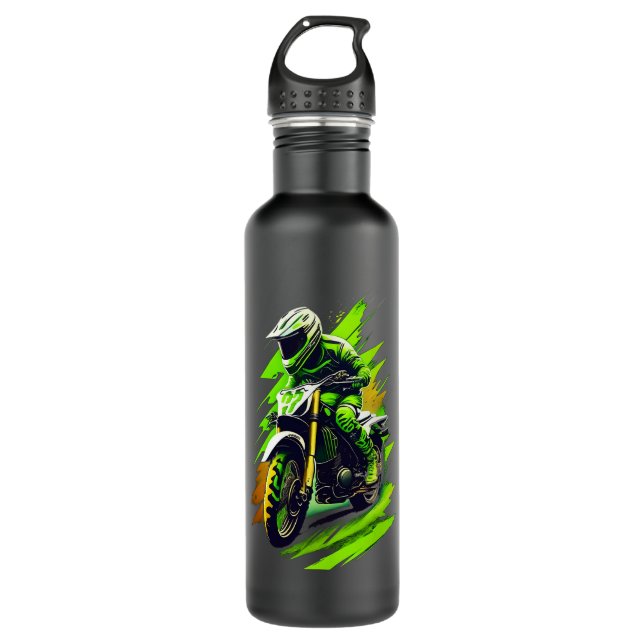 Motocross Dirt Bike Motocross Dirtbike Enduro Edelstahlflasche (Vorderseite)