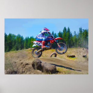 Motocross Dirt-Bike Racer Start Poster