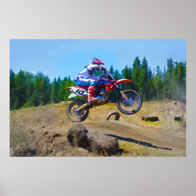 Motocross Dirt-Bike Racer Start Poster (Vorne)