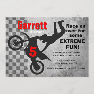 Motocross Dirt Vélo Anniversaire Fête Invitation